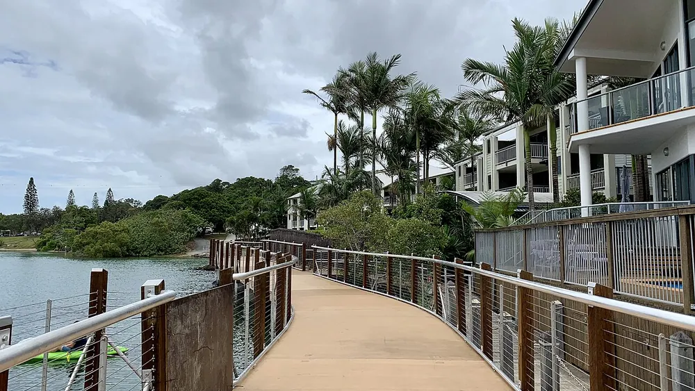 The timber boardwalk along Cudgen Creek at Kingscliff